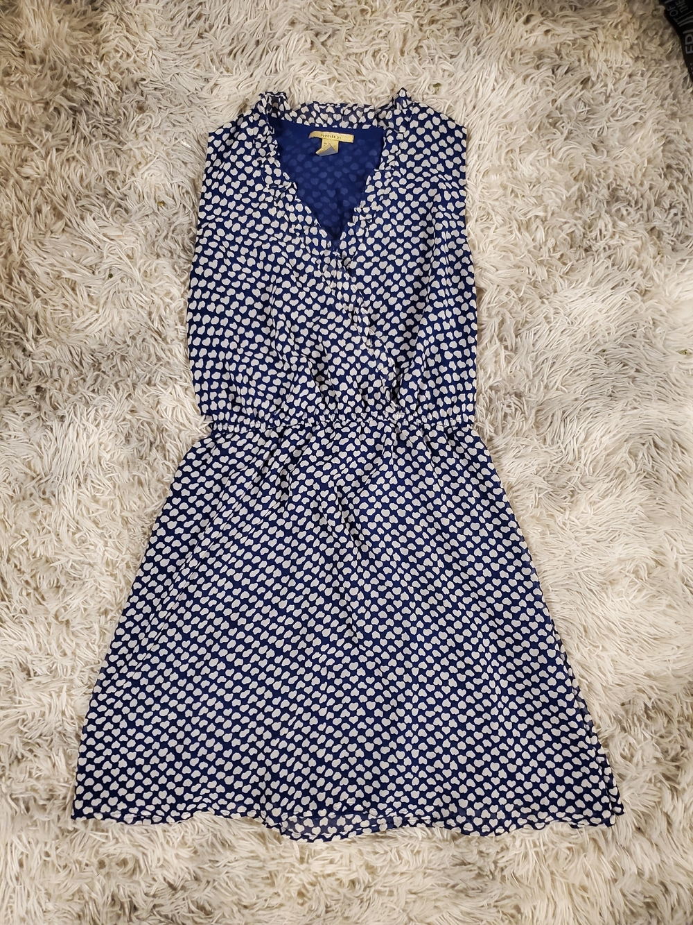 Forever 21 Navy and White Faux-Wrap Dress